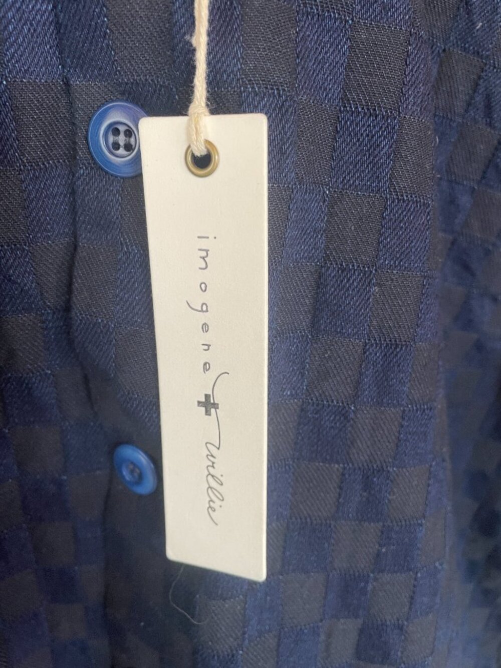 Imogene + Willie, Painter's coat in Indigo check, Medium, NWT - Picture 6 of 7